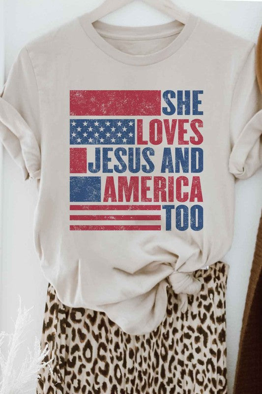 LOVES JESUS AND AMERICA GRAPHIC TEE / T-SHIRT