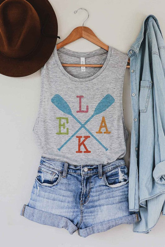 LAKE PADDLE GRAPHIC MUSCLE TANK