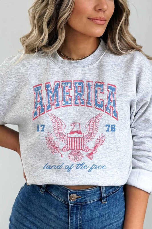 AMERICA LAND OF THE FREE GRAPHIC SWEATSHIRT