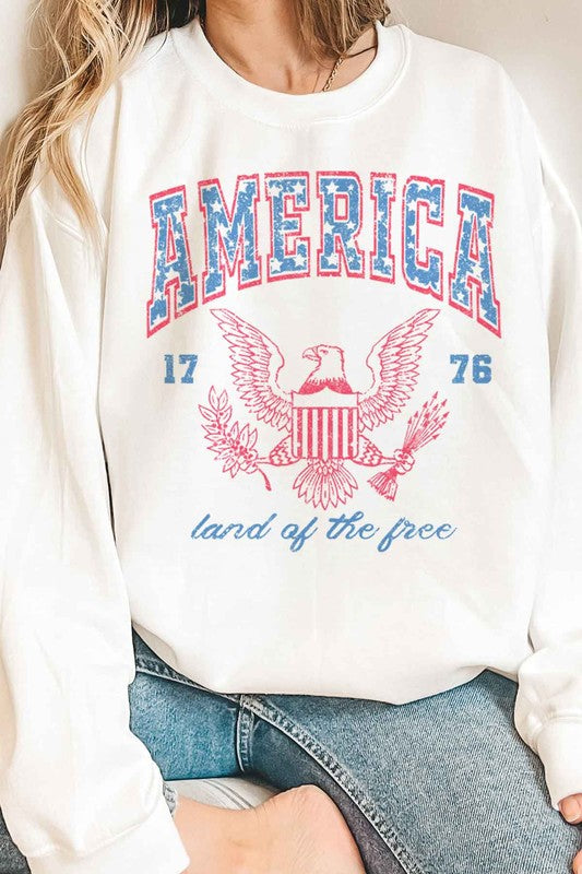 AMERICA LAND OF THE FREE GRAPHIC SWEATSHIRT