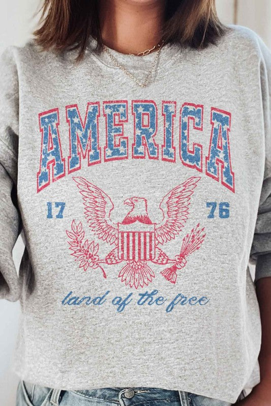 AMERICA LAND OF THE FREE GRAPHIC SWEATSHIRT