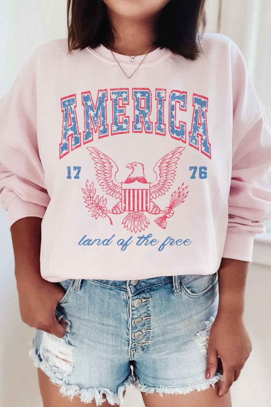 AMERICA LAND OF THE FREE GRAPHIC SWEATSHIRT