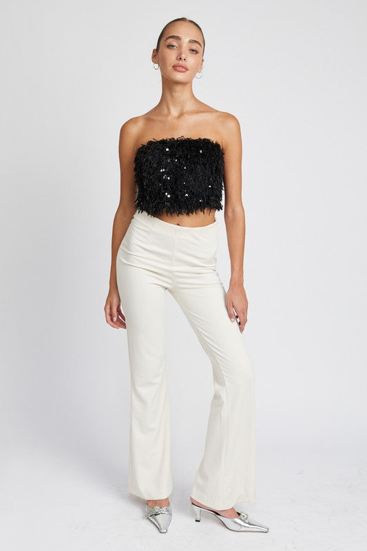 Feather Sequin Tube Top