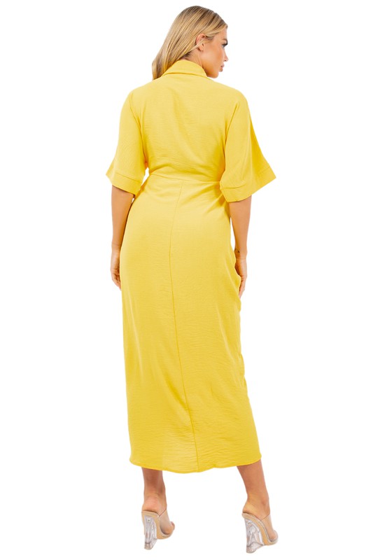 Ruched Tie Midi Dress