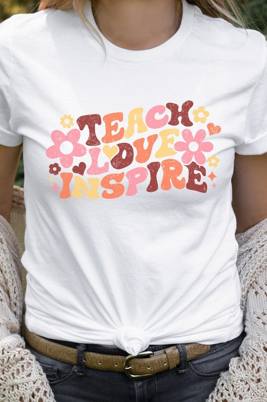 Teach Love Inspire Floral Star Teacher Graphic Tee