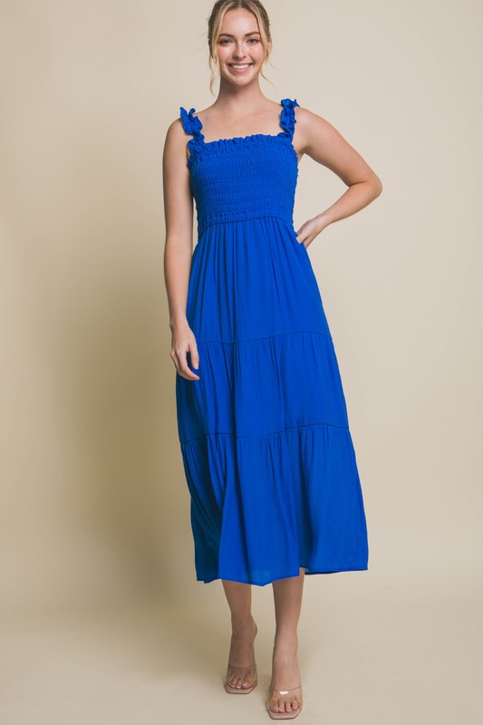 Smocked Mid-Maxi Dress