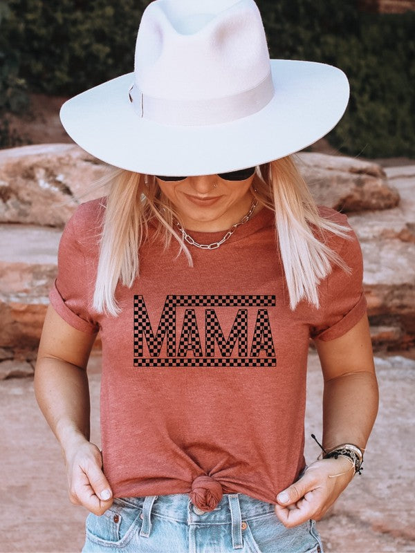 Black Checkered Mama Graphic Tee