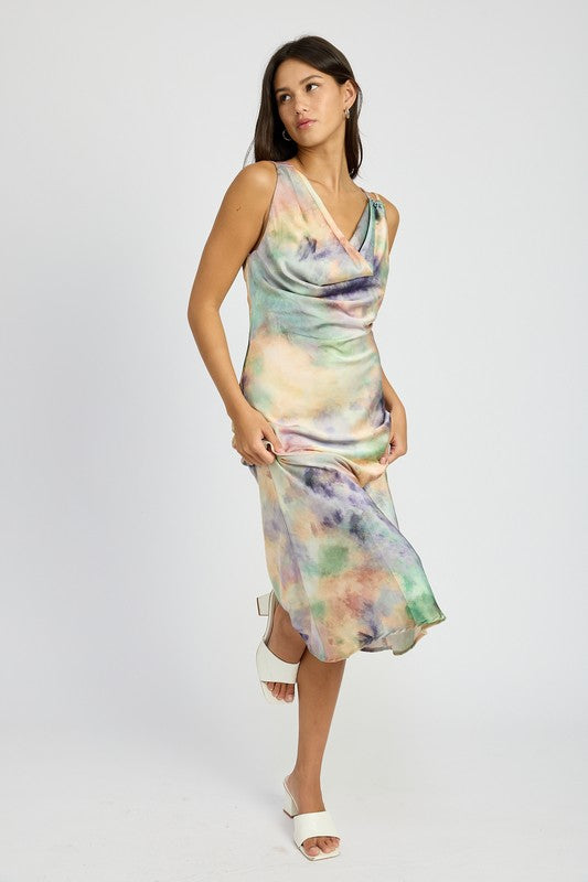 Marble Maven Bias Cut Midi Dress