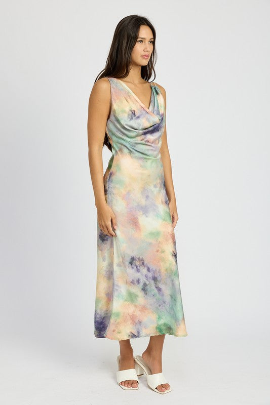 Marble Maven Bias Cut Midi Dress