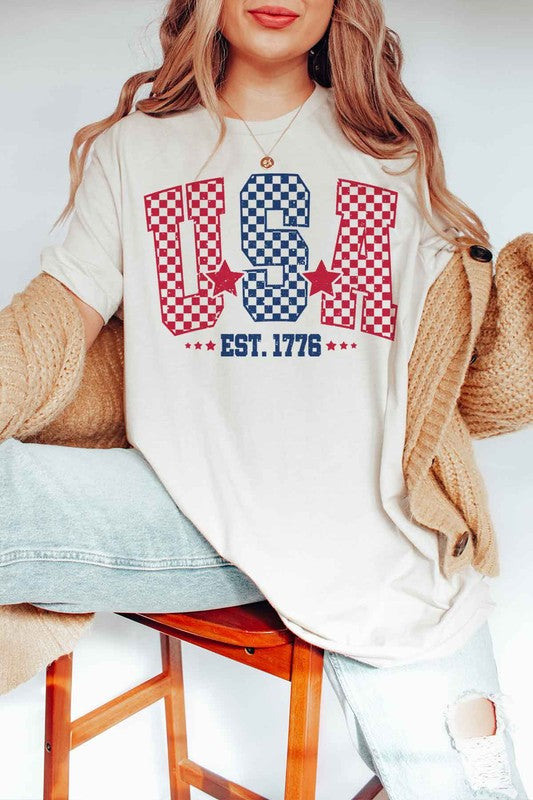 USA CHECKER GRAPHIC TEE