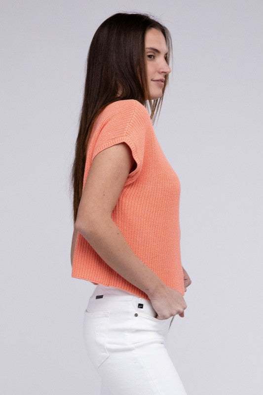 Mock Neck Short Sleeve Sweater