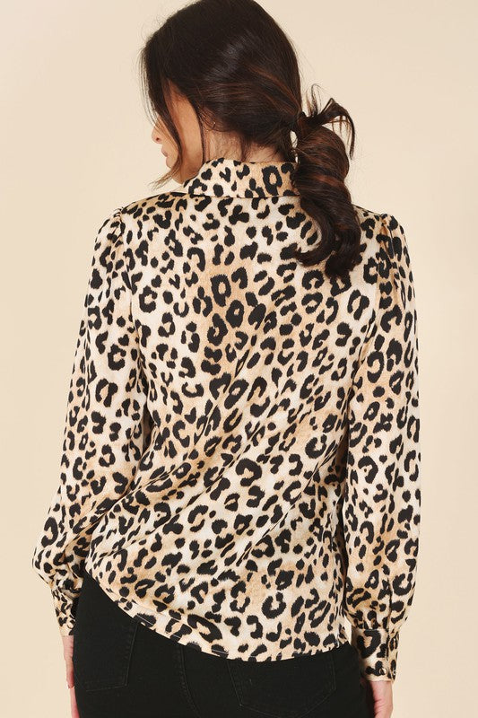 Satin leopard blouse