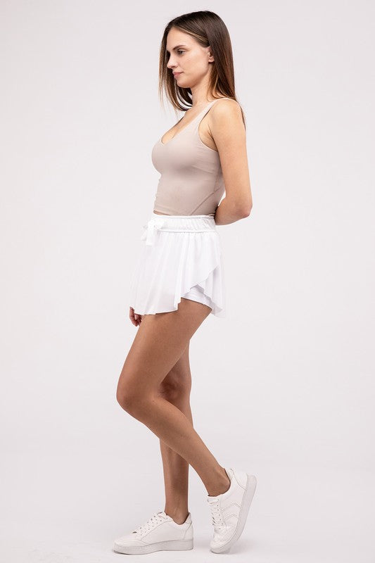 Ruffle Hem Tennis Skirt with Hidden Inner Pockets