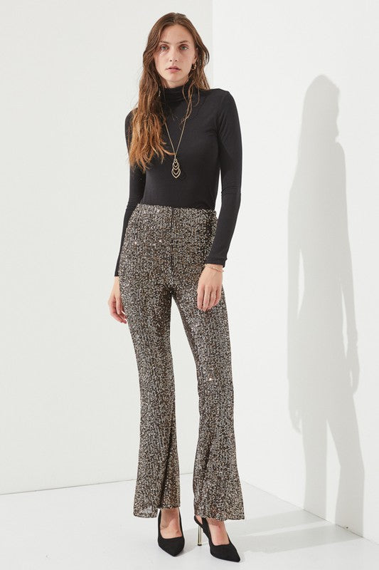 Gold Sequin Flare Pants