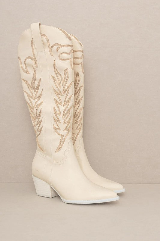 SAMARA-EMBROIDERY WESTERN KNEE HIGH BOOTS