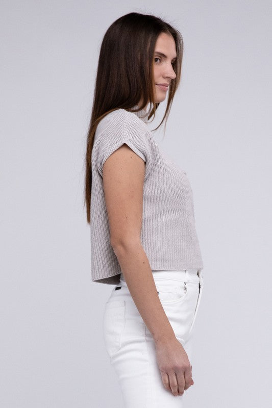 Mock Neck Short Sleeve Sweater