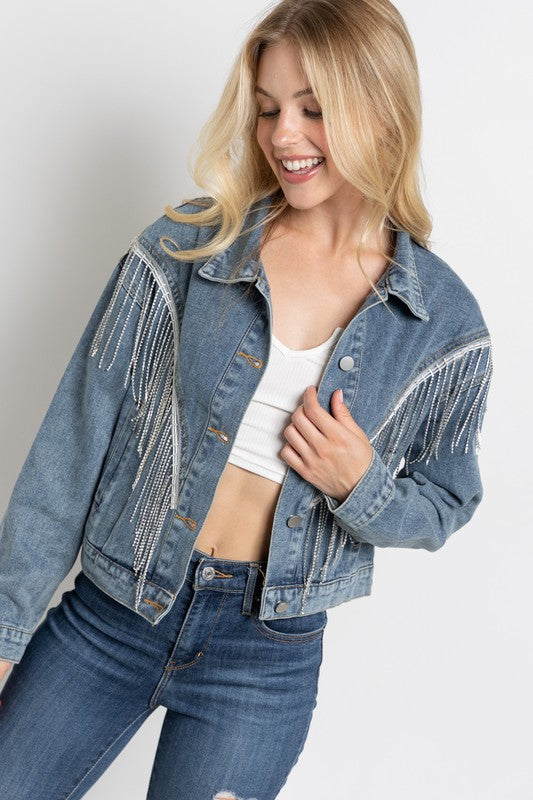 The Carrie Rhinestone Fringe Jacket