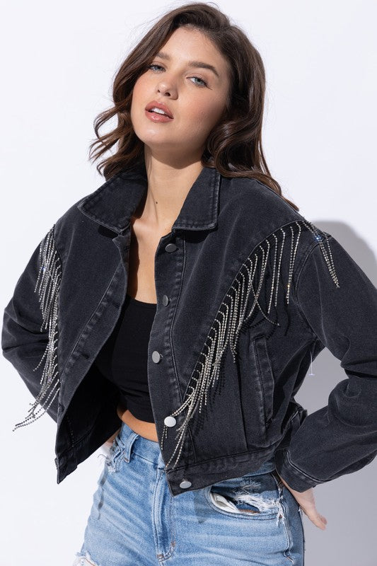 The Carrie Rhinestone Fringe Jacket