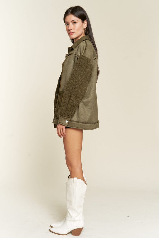 Faux Fur Suede Jacket