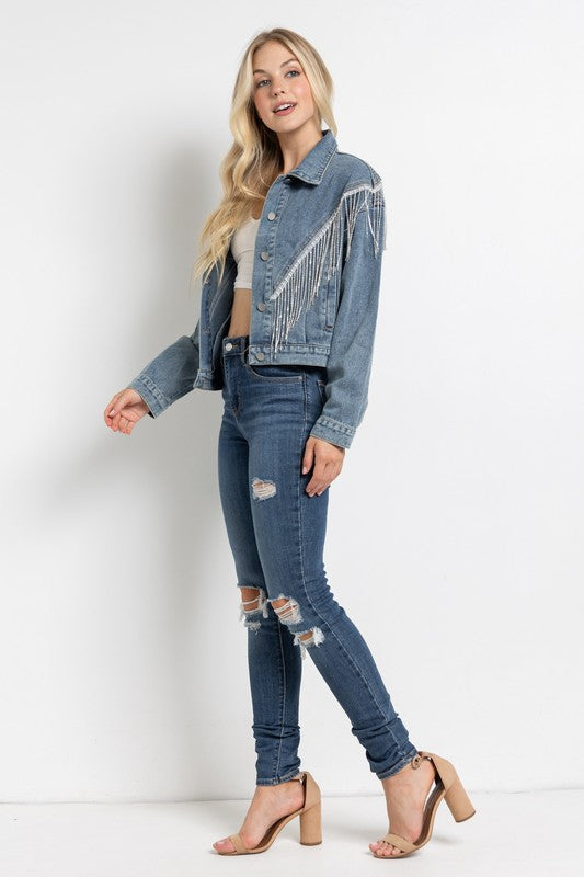 The Carrie Rhinestone Fringe Jacket