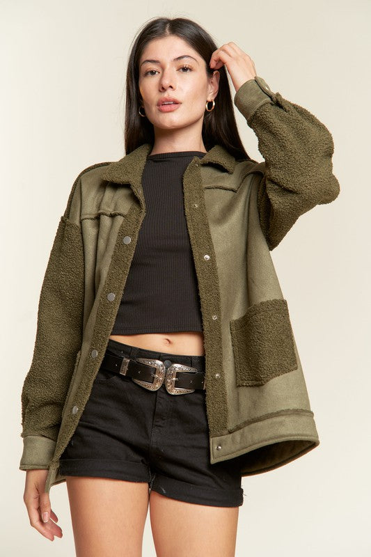 Faux Fur Suede Jacket