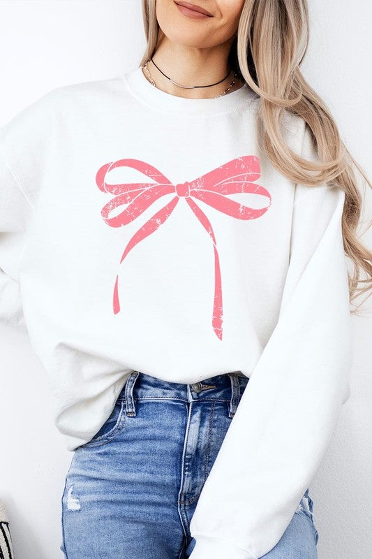 Pink Valentine Bow Graphic Plus Sweatshirt