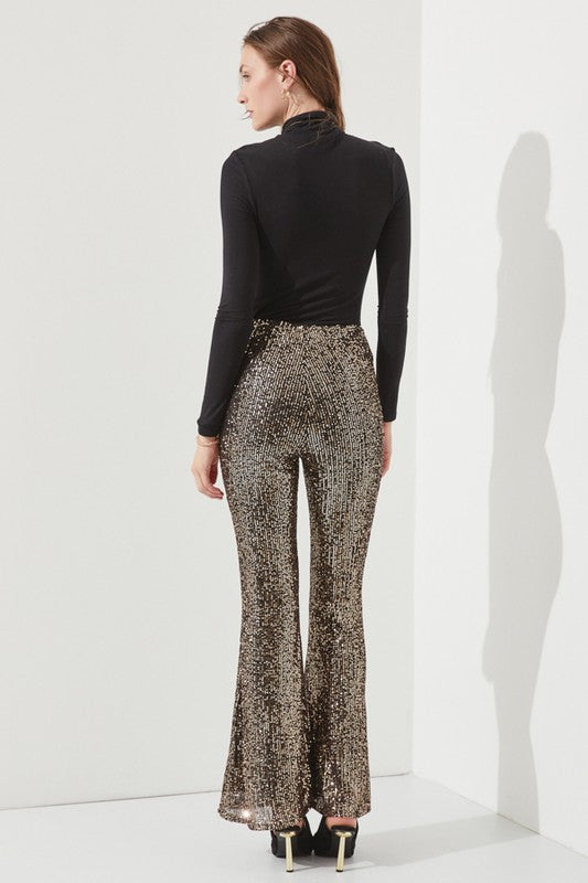 Gold Sequin Flare Pants