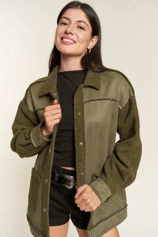 Faux Fur Suede Jacket