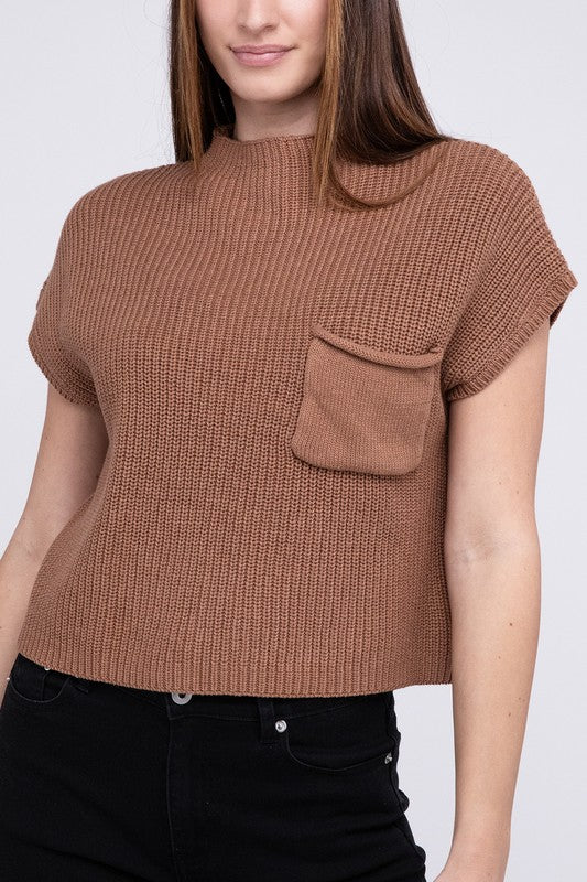 Mock Neck Short Sleeve Sweater