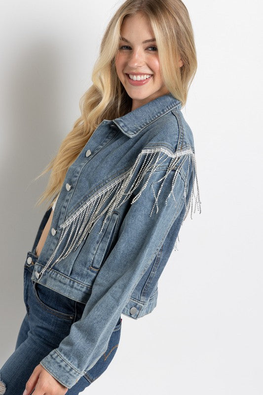 The Carrie Rhinestone Fringe Jacket