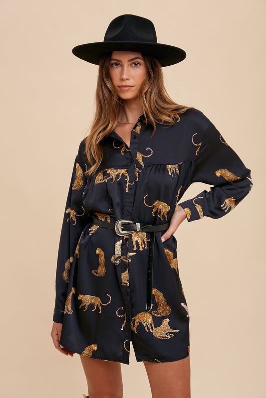 Black Tiger Shirt Dress