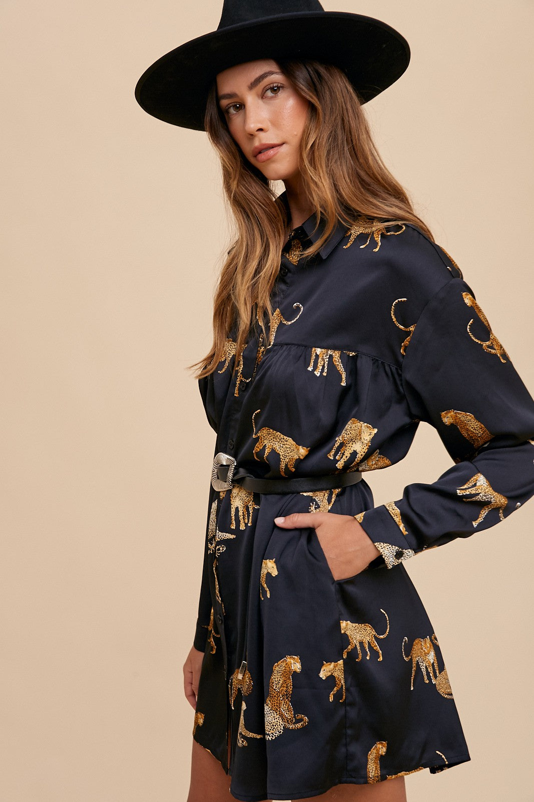 Black Tiger Shirt Dress