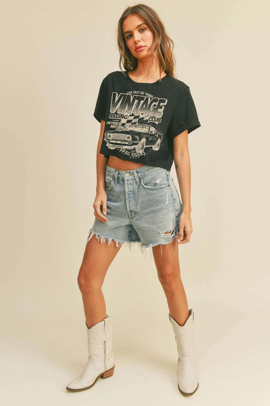 Vintage Car tee Cropped