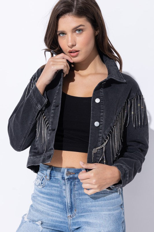 The Carrie Rhinestone Fringe Jacket