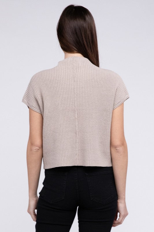 Mock Neck Short Sleeve Sweater