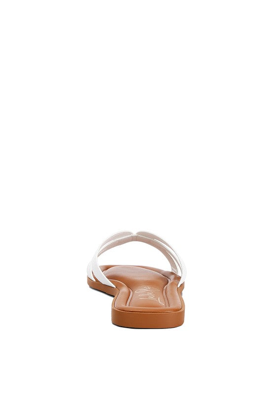 Aura Faux Leather Flat Sandals