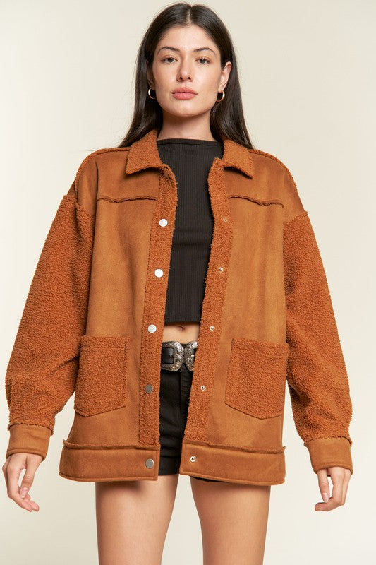 Faux Fur Suede Jacket