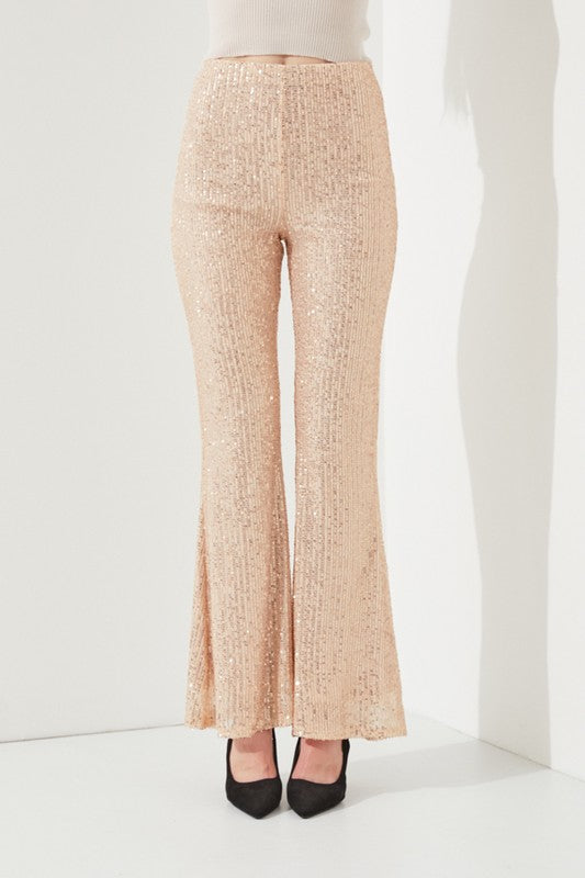 Gold Sequin Flare Pants