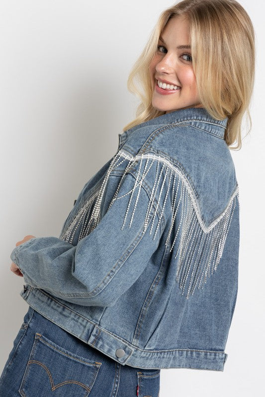 The Carrie Rhinestone Fringe Jacket